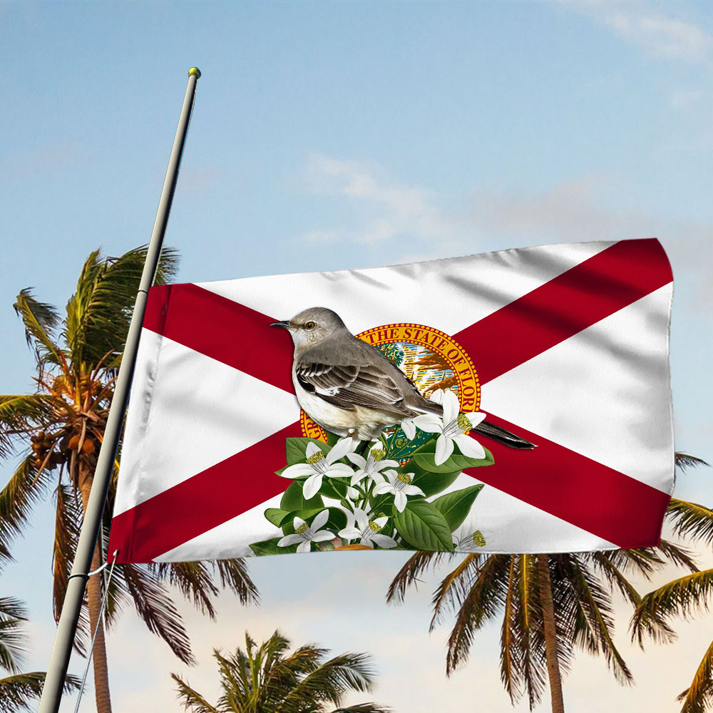 Florida Grommet Flag Northern Mockingbird and Orange Blossom