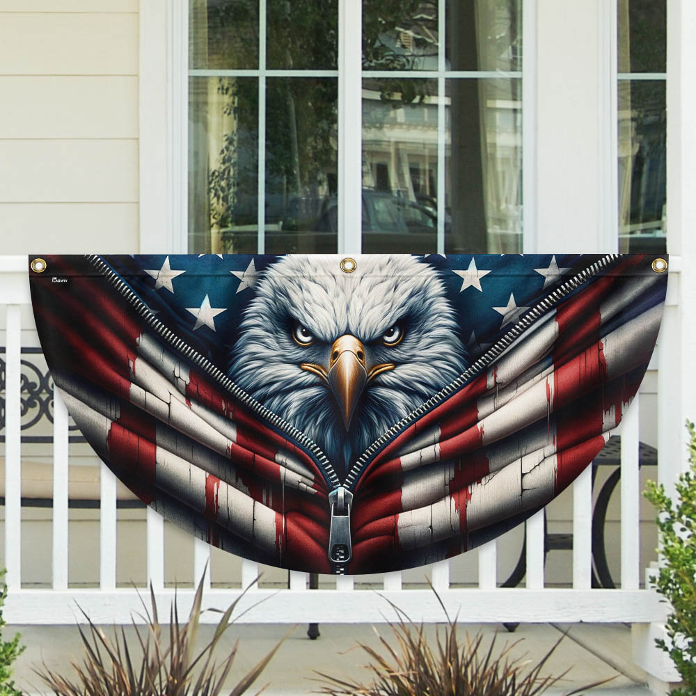 Patriotic Eagle 4th Of July Non-Pleated Fan Flag