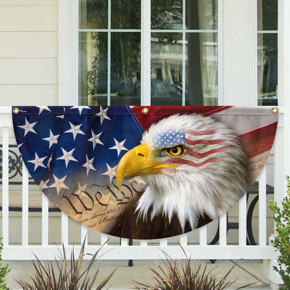 Patriotic Eagle We The People 4th Of July Non-Pleated Fan Flag