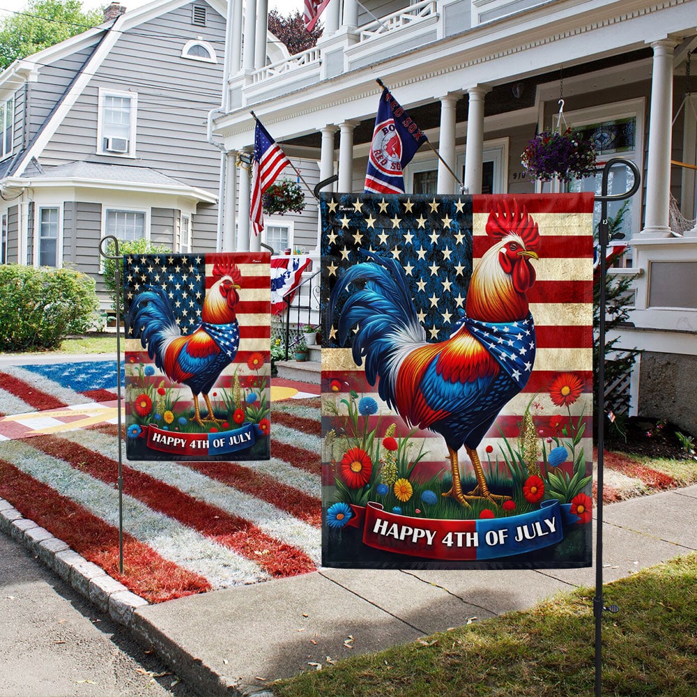 Patriotic Rooster 4th Of July Flag TQN3053F