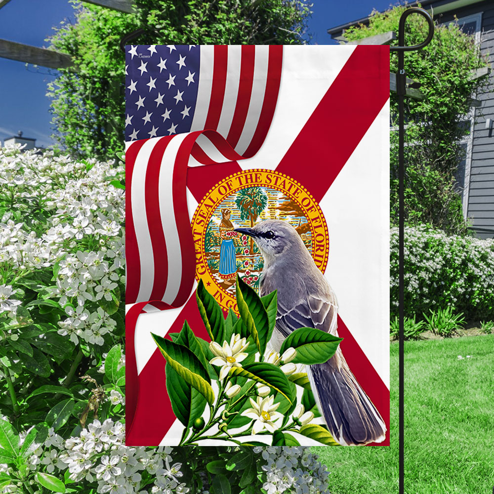 Florida Mockingbird and Orange Blossom Flower Flag