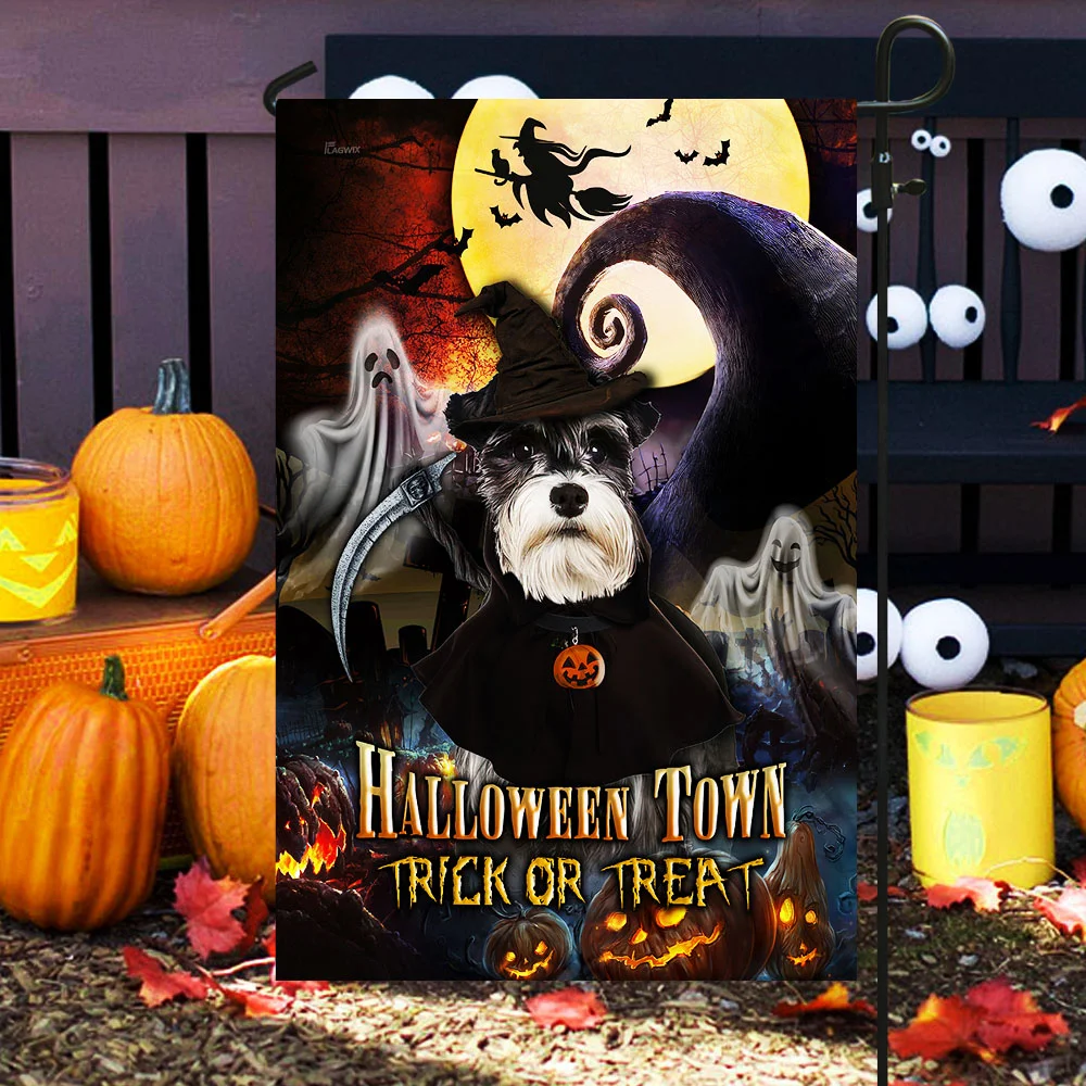 Old Town Dog Flagwix™ Halloween Town Schnauzer Dog Flag THH3259Fv1