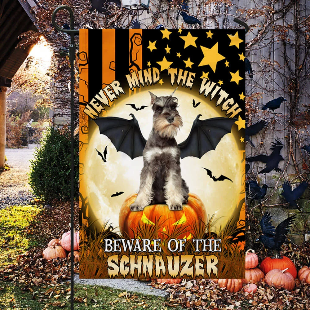 Beware Of The Schnauzer Halloween Flag TPT346Fv1