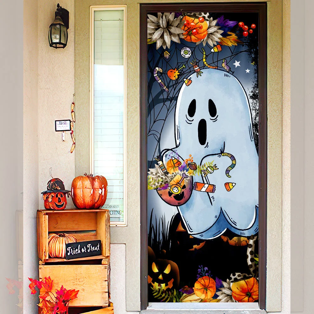 Halloween Door Cover Ghost Pumpkin Door Decor QNK872D
