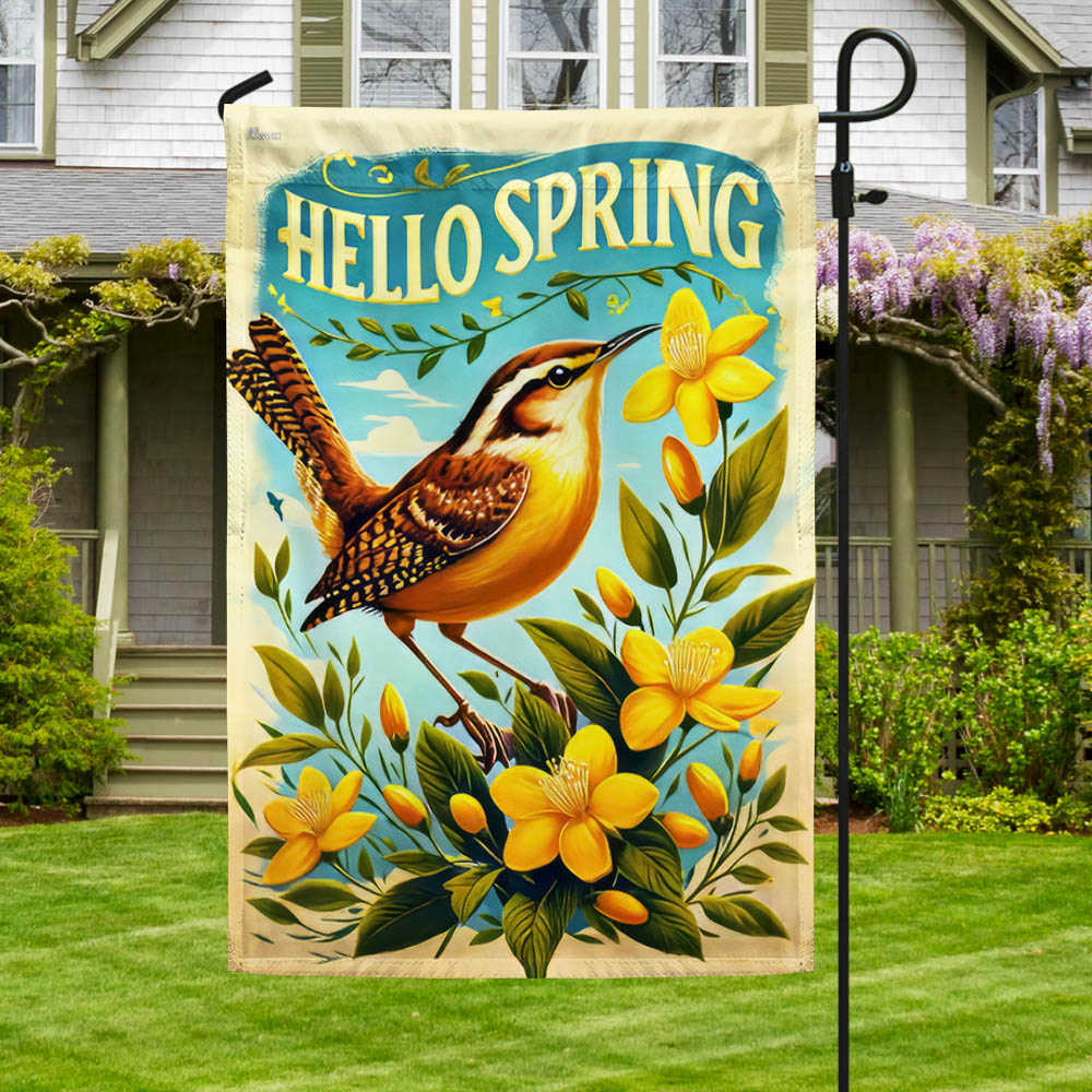 FLAGWIX South Carolina Hello Spring Wren Bird Yellow Jessamine Flag