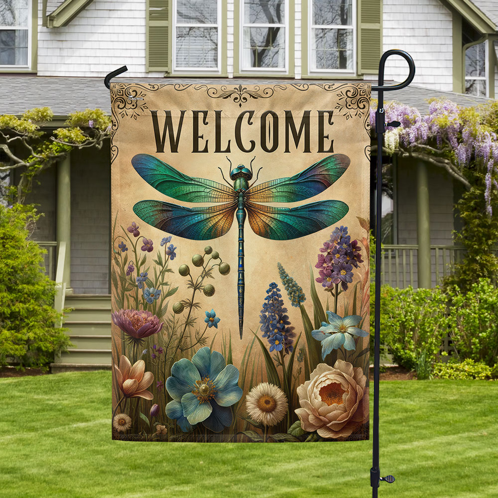 FLAGWIX Welcome Spring Dragonfly Flag