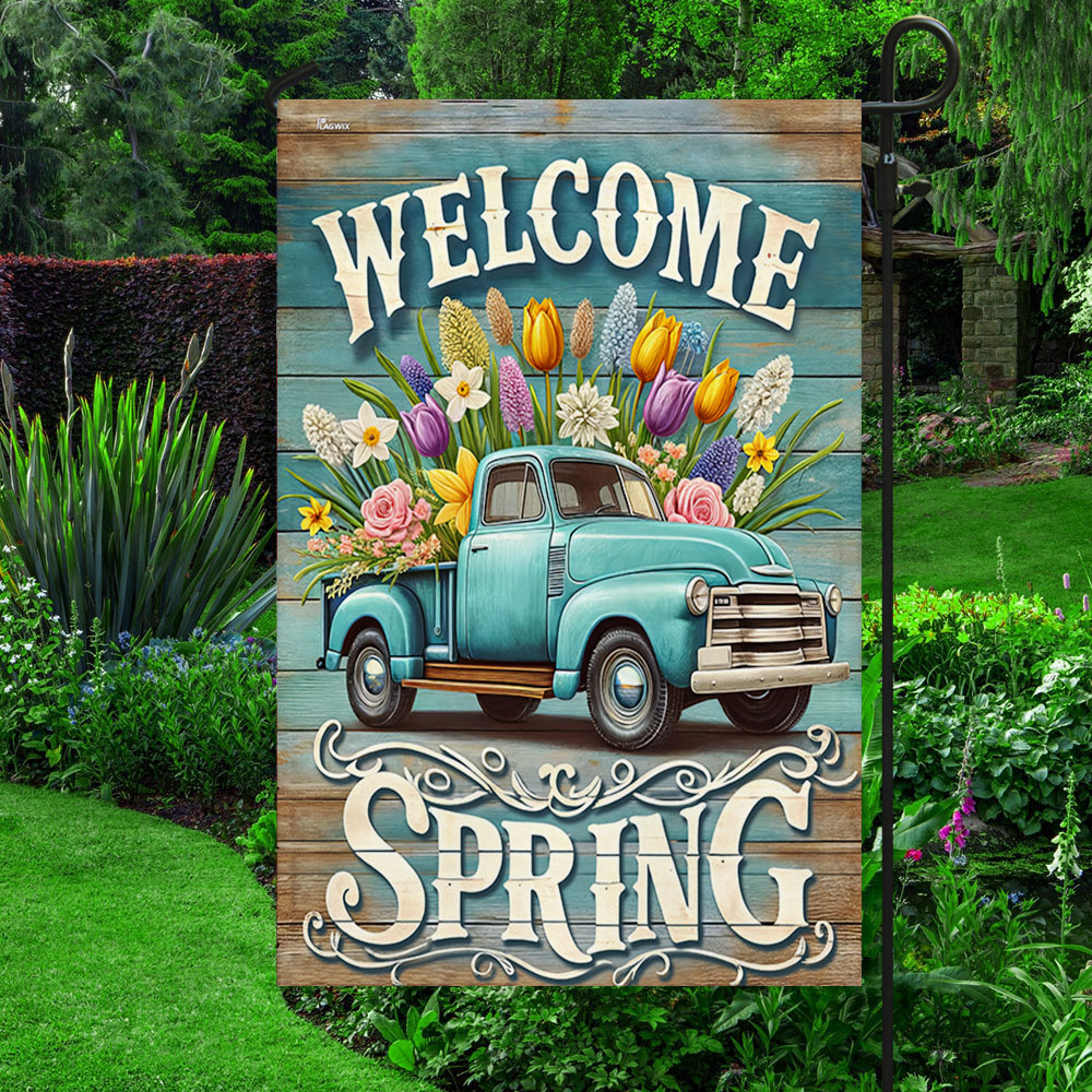 FLAGWIX Welcome Spring Truck Flower Flag