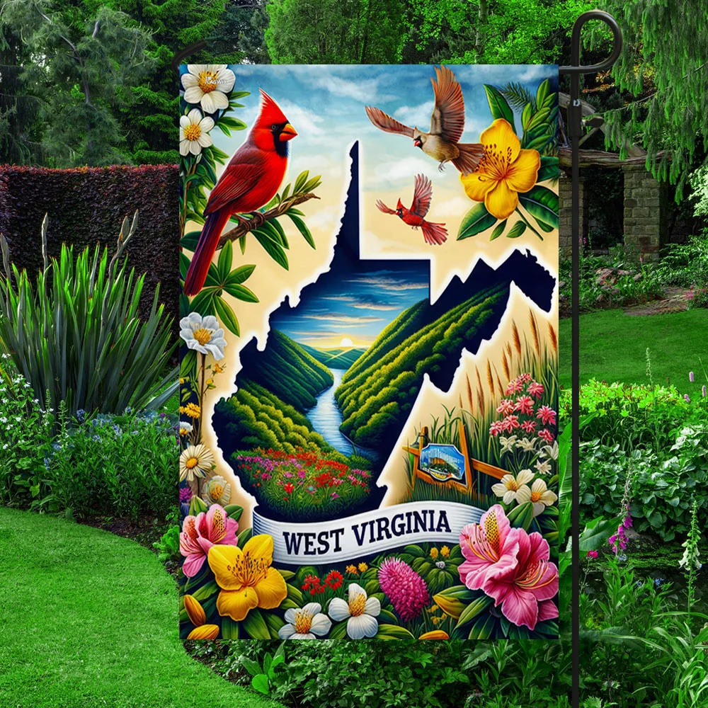 FLAGWIX West Virginia with Rhododendron and Cardinal Flag