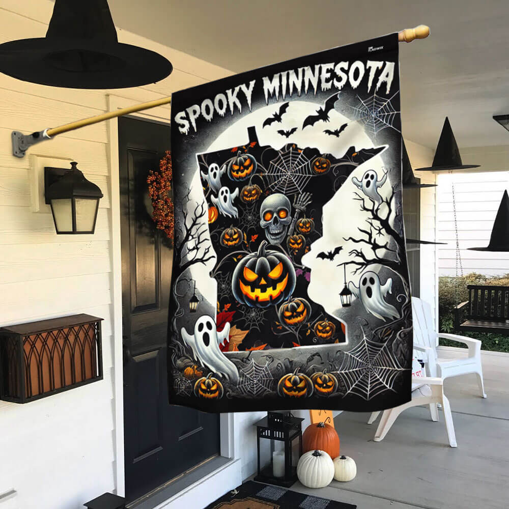 Halloween Spooky Minnesota Flag