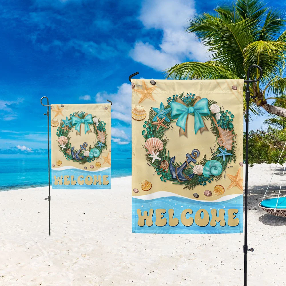 Welcome Summer Coastal Beach Wreath Flag TQN1502F