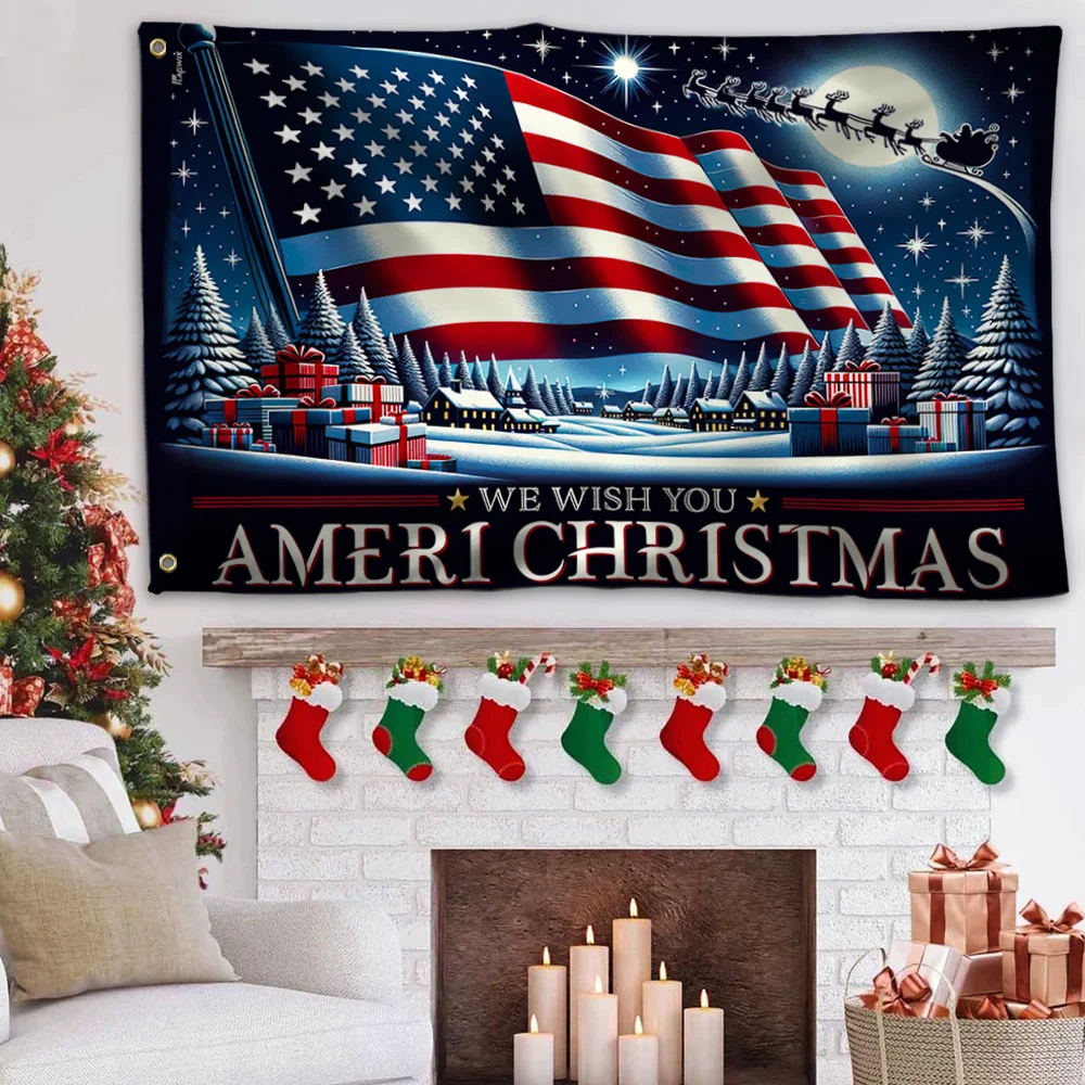 We Wish You Ameri Christmas Flag TPT1314GF