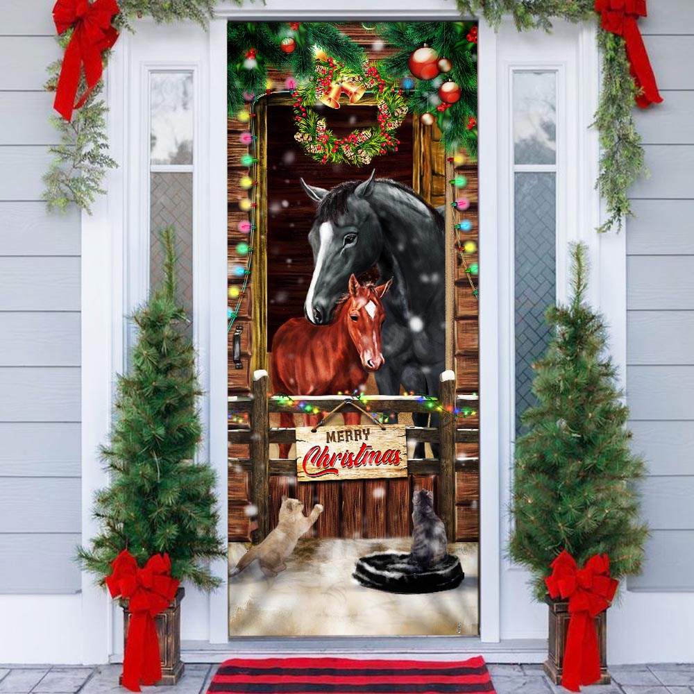 Horse Merry Christmas Door Cover MLN1985D