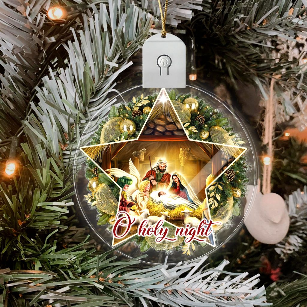 Nativity Of Jesus – Christian Christmas Ornaments – Family Religious Gifts – Christian Decorations For Home, Religious Decor – Christian Friend Christmas Ornaments Gifts, Led Ornament BNN578O