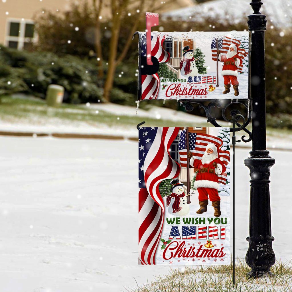 Santa Claus, We Wish You Ameri Christmas Garden Flag & Mailbox Cover TPT403MF