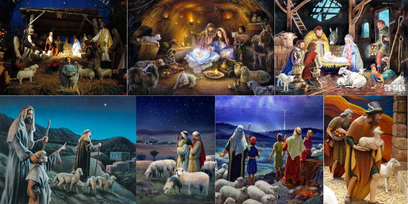 Shepherds in nativity scene