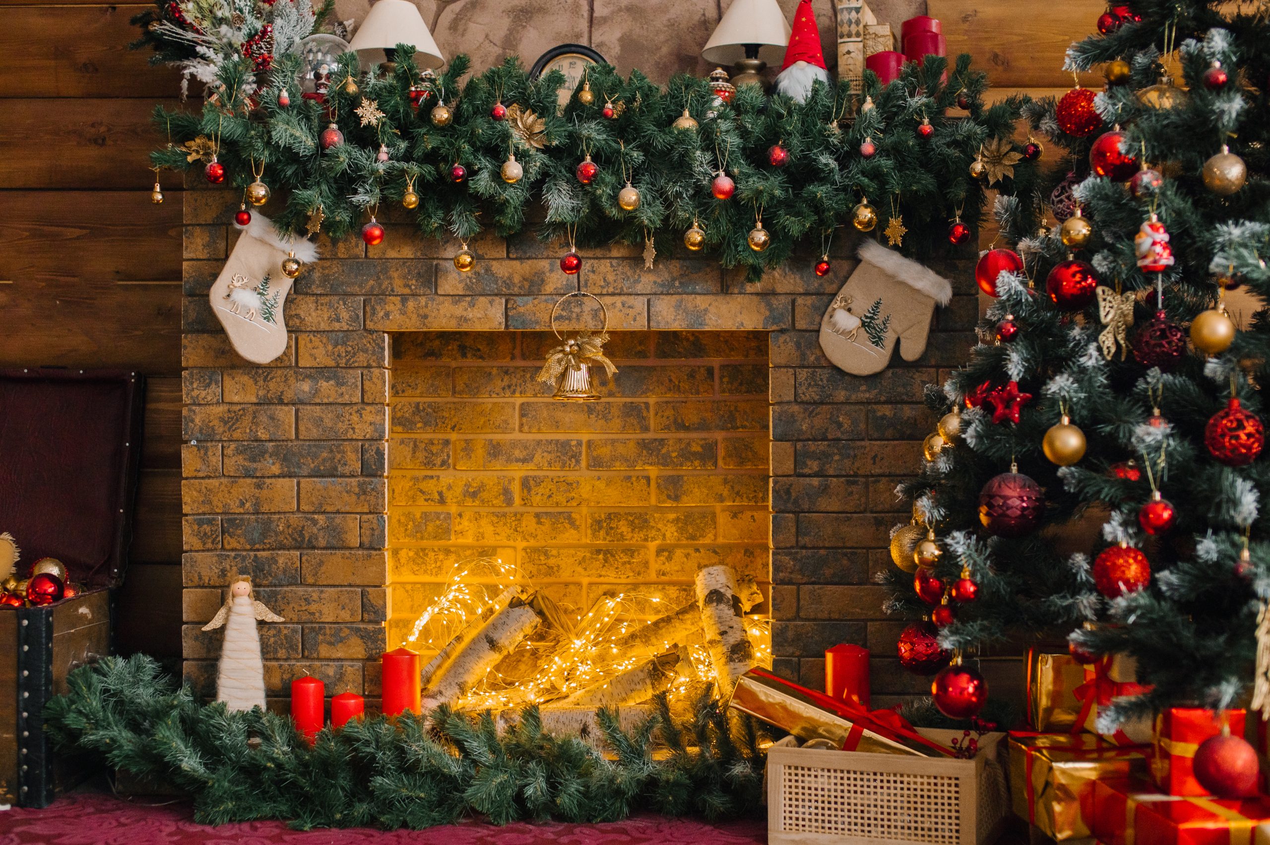 Christmas banner fireplace
