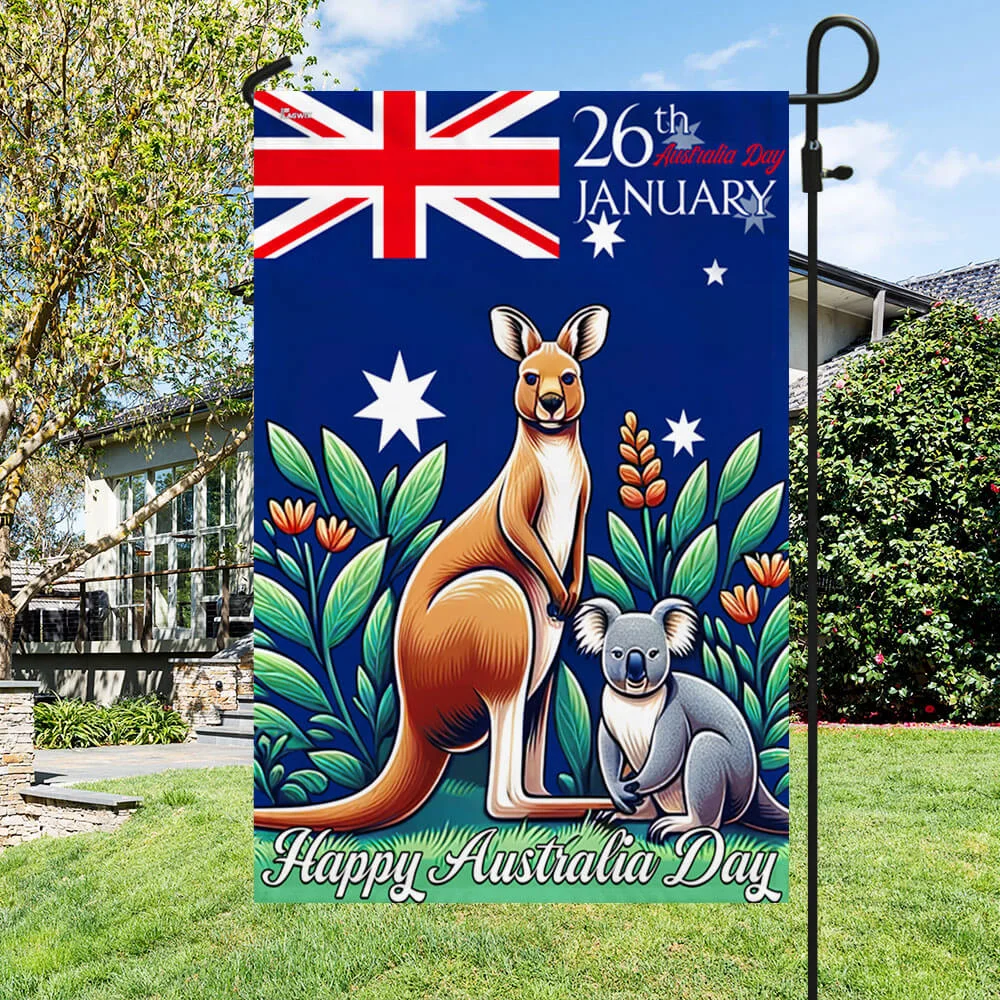 Happy Australia Day 26th January Kangaroo and Koala Australia Flag MLN2310F