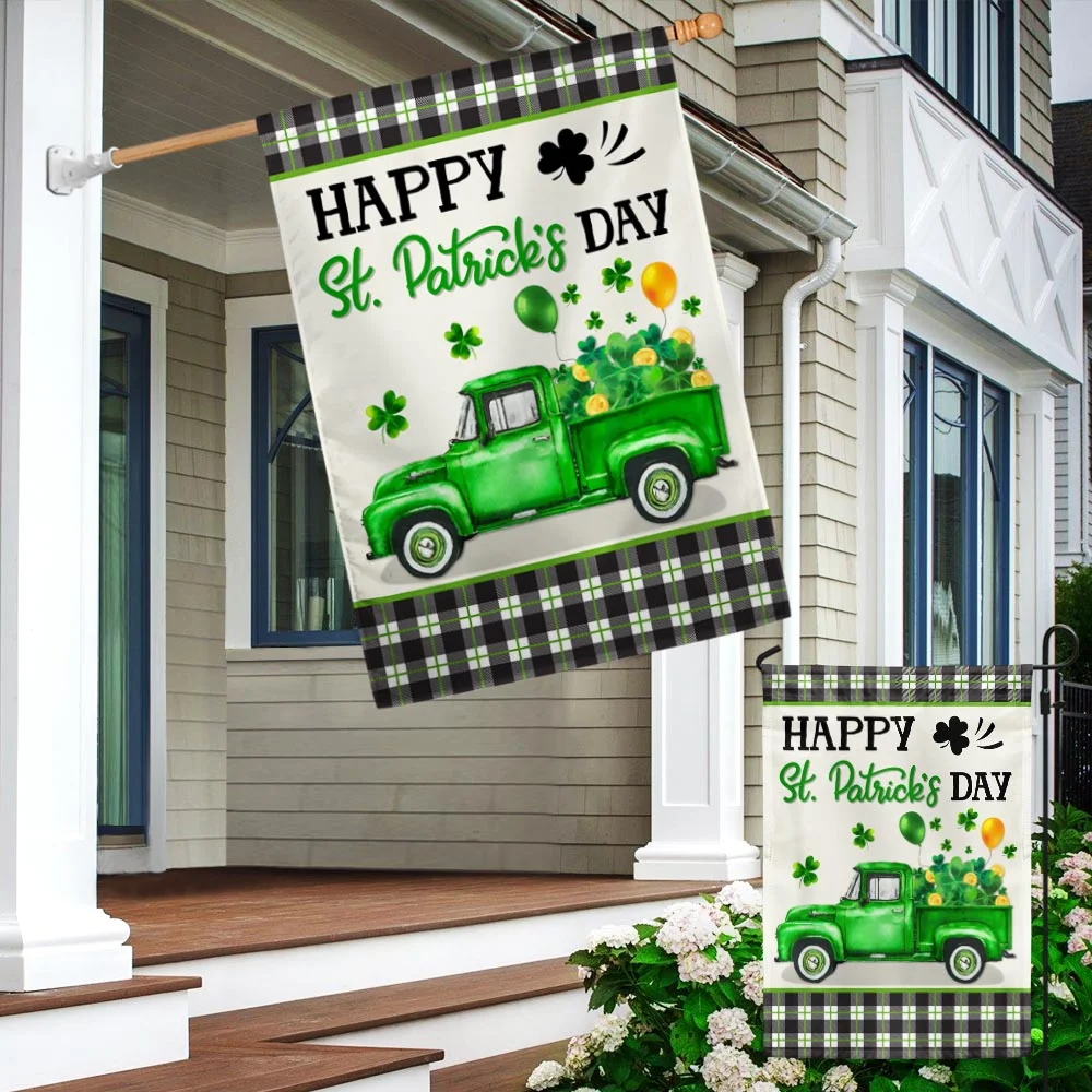 Shamrock Truck Happy St Patrick’s Day Flag MLN899F