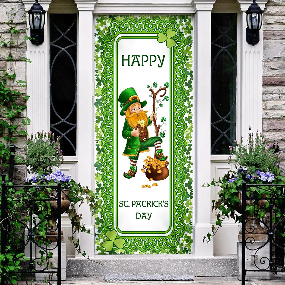St. Patrick’s Day Door Cover Irish Leprechaun Home Decoration TQN815D
