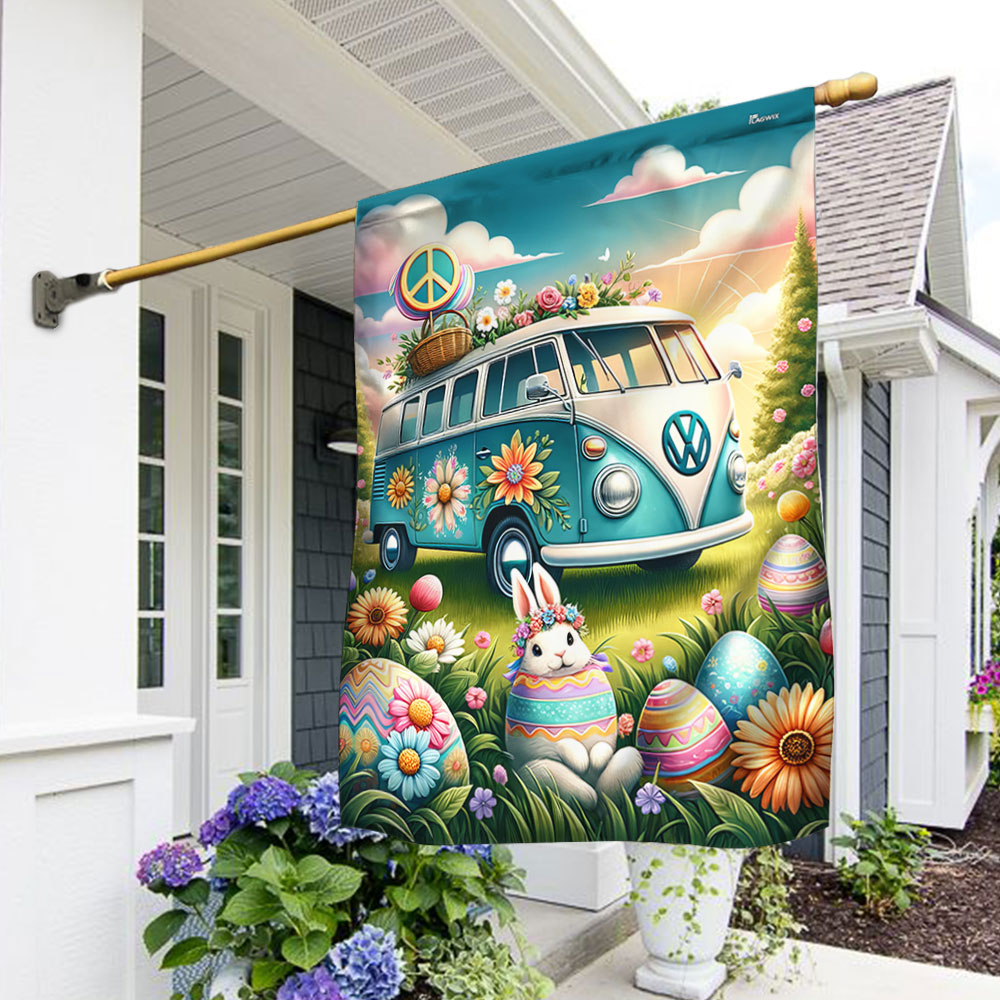 Hippie Van Easter Day Hippie Peace Sign Flag MLN2507F