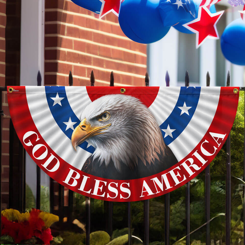 Eagle God Bless America Non-Pleated Fan Flag