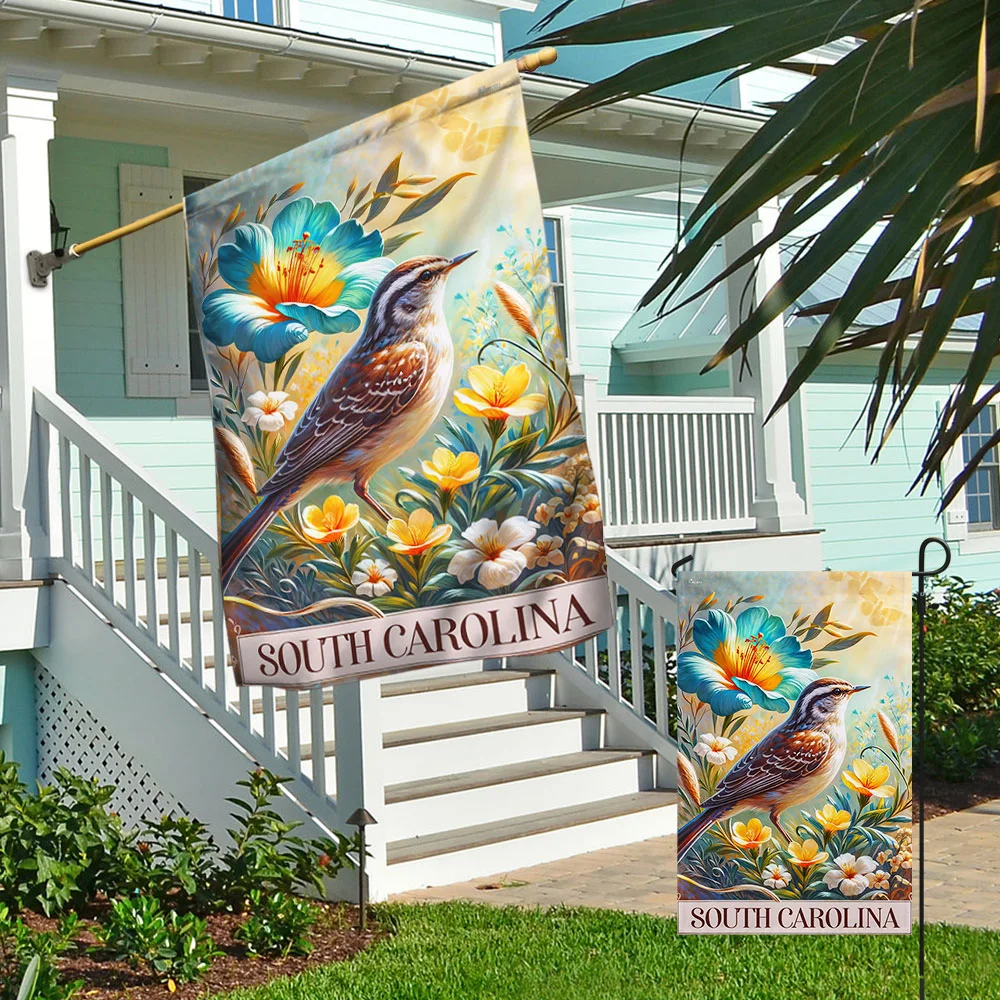 FLAGWIX South Carolina Wren Bird Jessamine Flower Flag