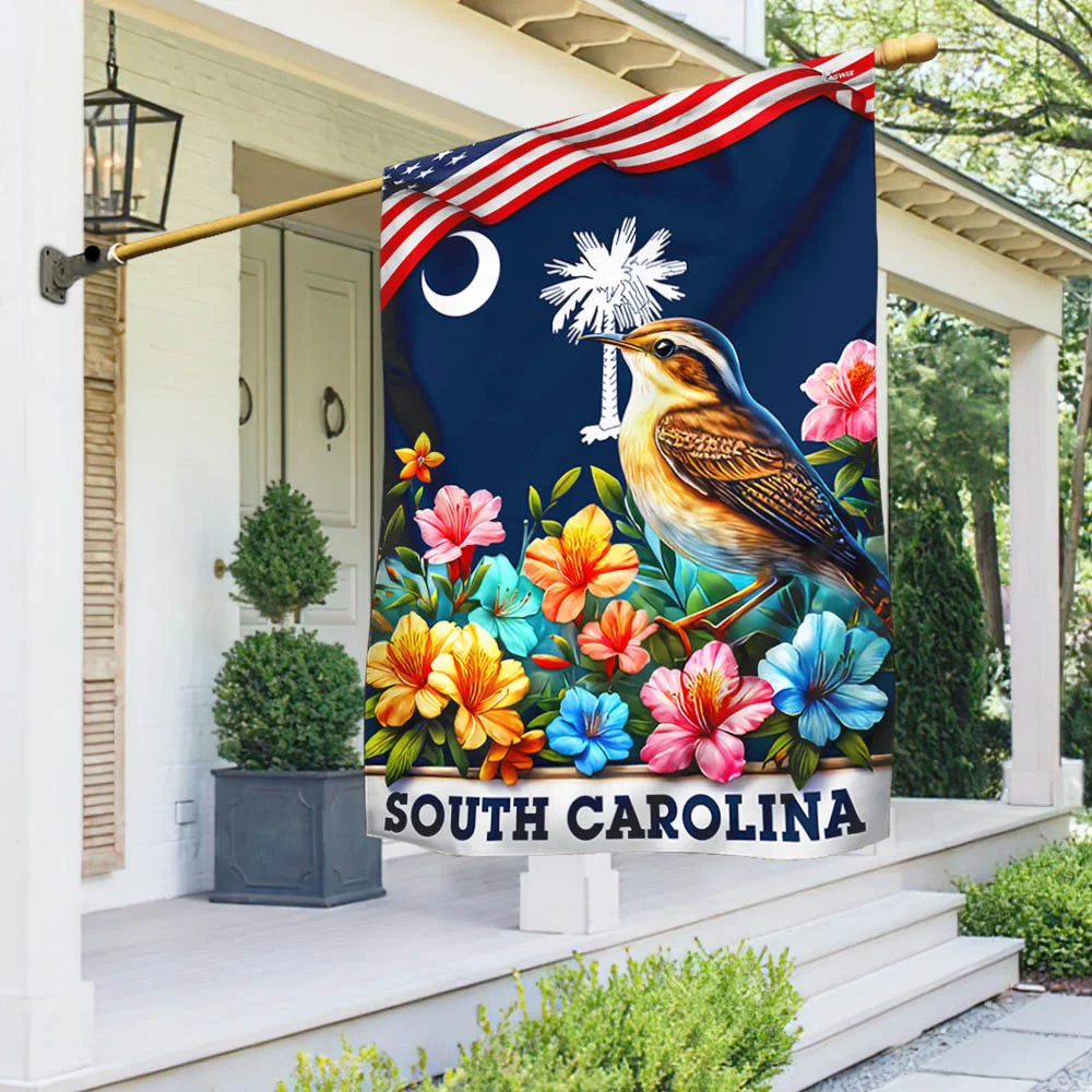 FLAGWIX Spring in South Carolina Native Bird and Blooming Flowers Flag