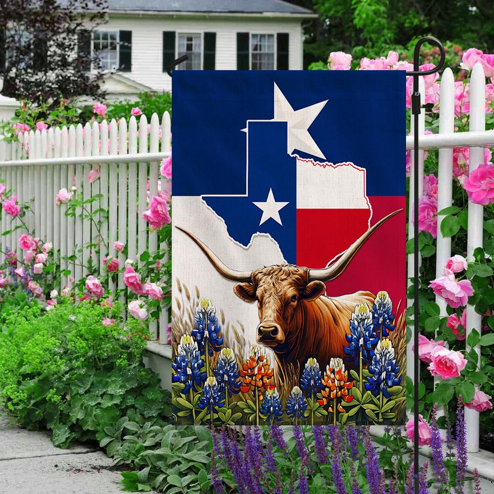 FLAGWIX Texas Bluebonnet and Longhorn Flag