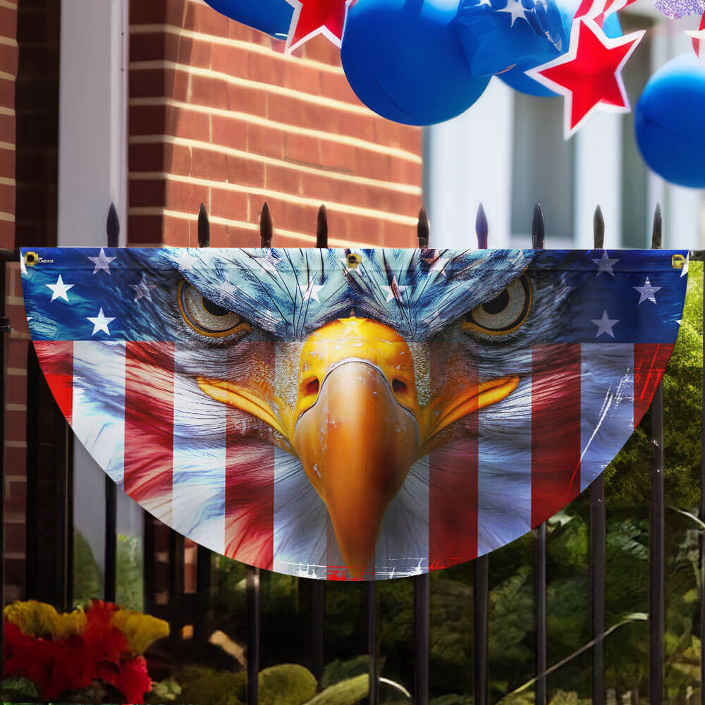 Happy 4th of July, Patriotic Eagle American Non-Pleated Fan Flag