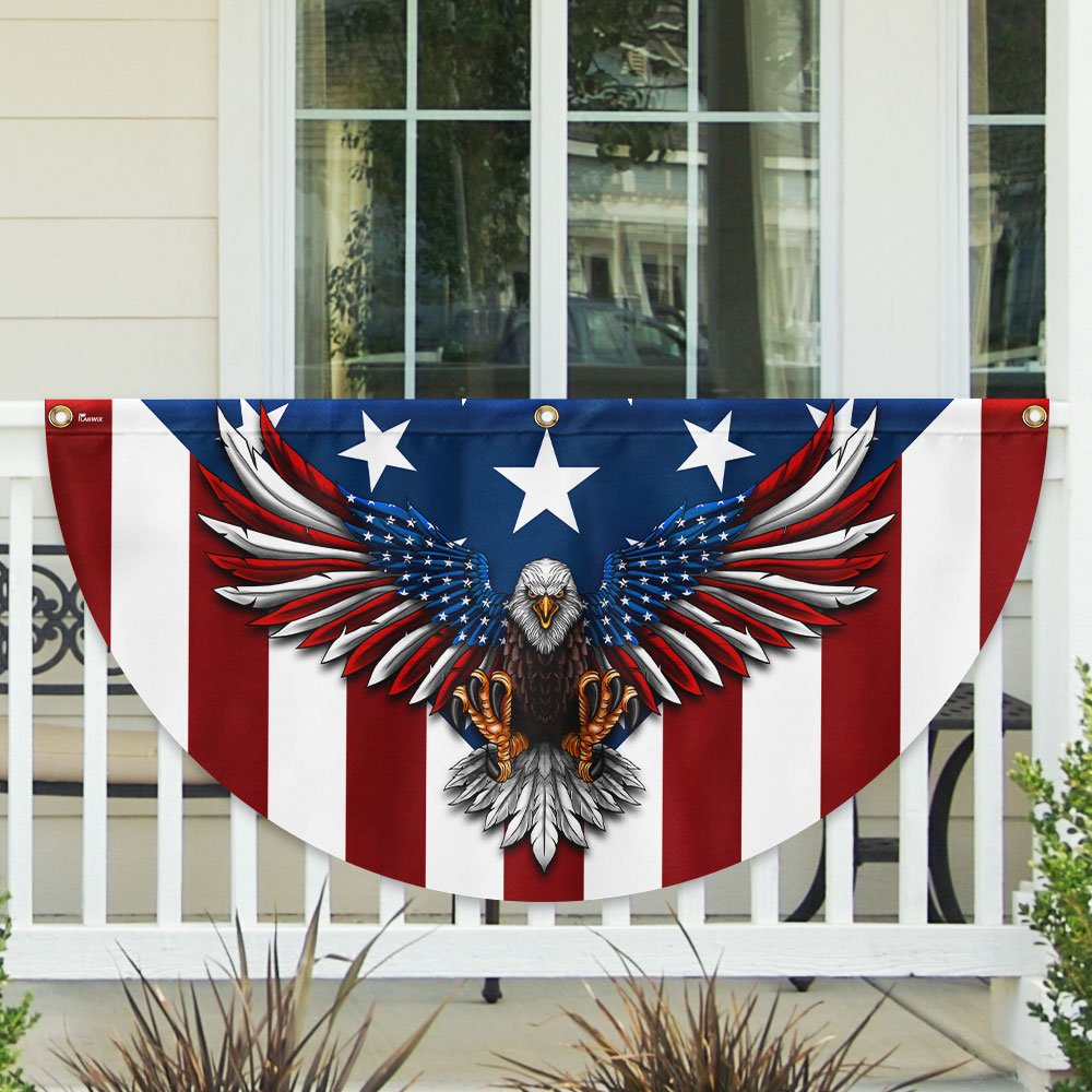Memorial Day July 4th Flag Patriotic Eagle American Non-Pleated Fan Flag