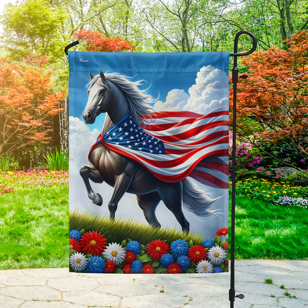 Patriotic Horse 4th Of July Flag TQN3044F