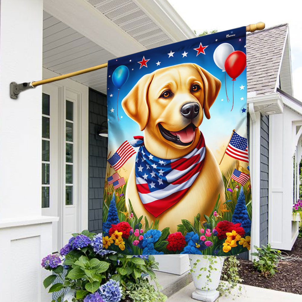 Patriotic Yellow Labrador Retriever Dog 4th Of July Flag