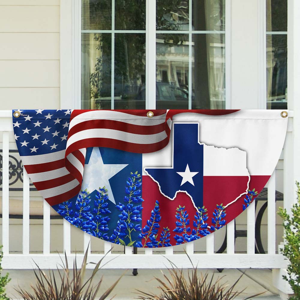 Texas Bluebonnet Non-Pleated Fan Flag