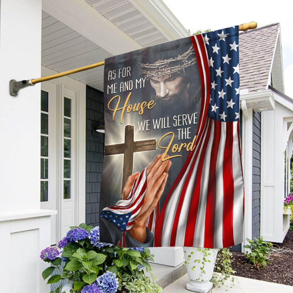 Christian Jesus We Will Serve The Lord American Flag