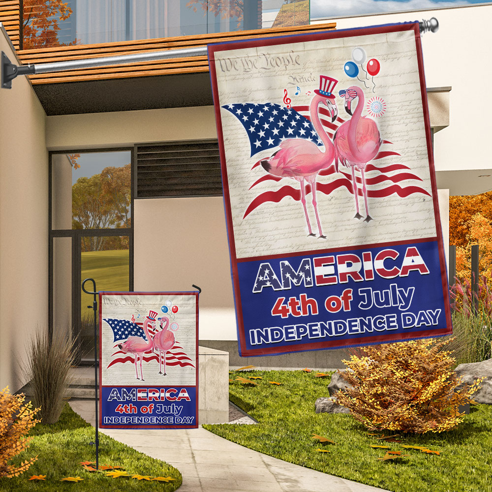 Flamingo America 4th Of July Independence Day Flag