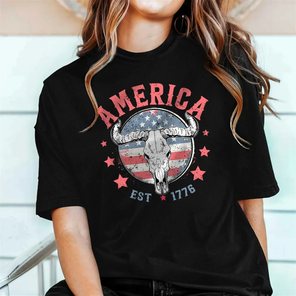 Gifts For 4th of July, USA Flag Tee, America EST 1776 T-Shirt