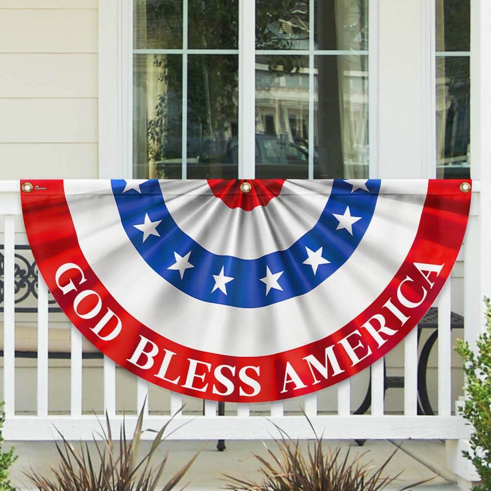 Happy 4th Of July God Bless America Non-pleated Fan Flag