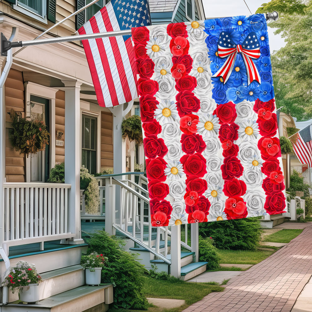 Happy 4th Of July Independence Day Floral American Flag