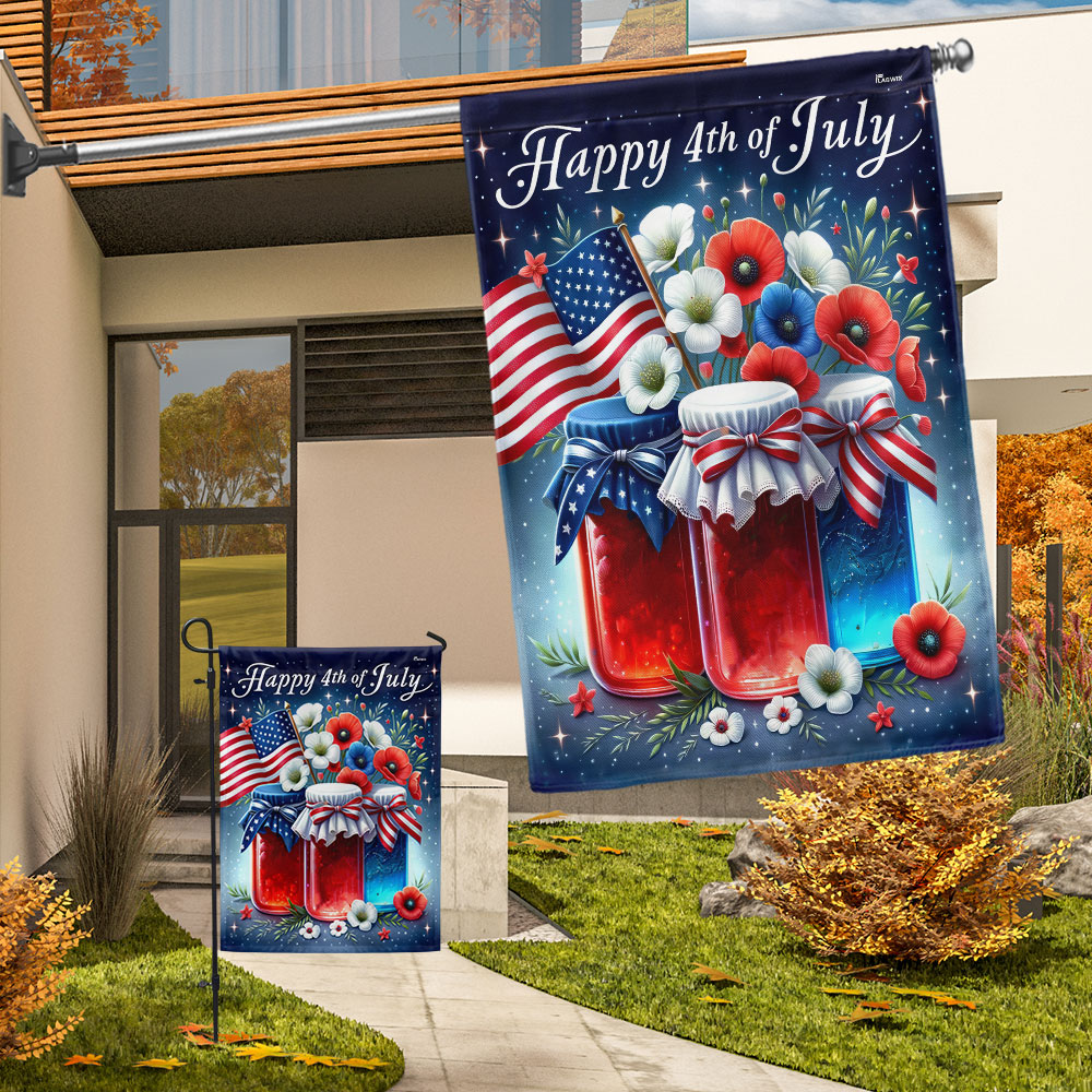 Happy 4th Of July Patriotic Flowers Floral Independence Day Flag