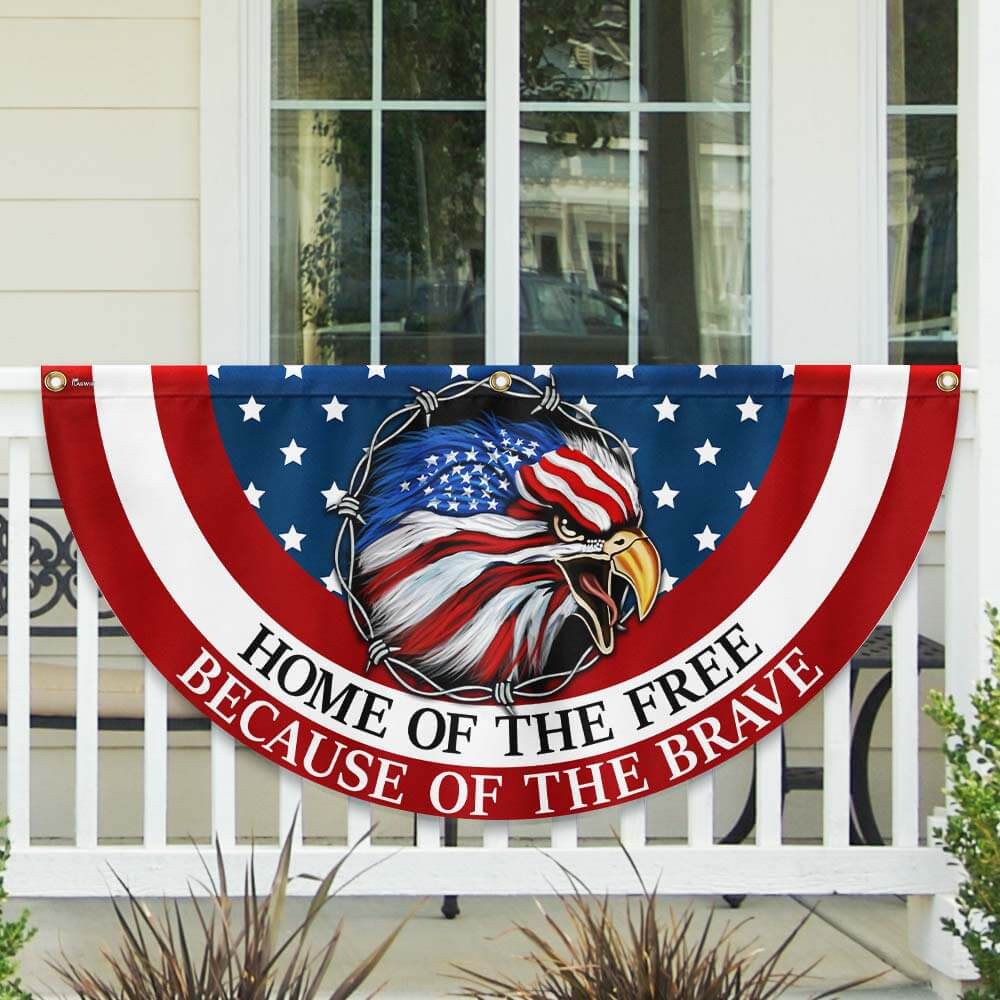 Happy 4th of July Eagle Home Of The Free Patriotic American Fan Flag