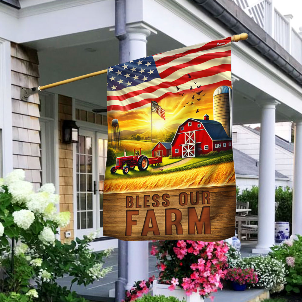 Happy 4th of July, July 4th Bless Our Farm, American Tractor Farm Life Flag