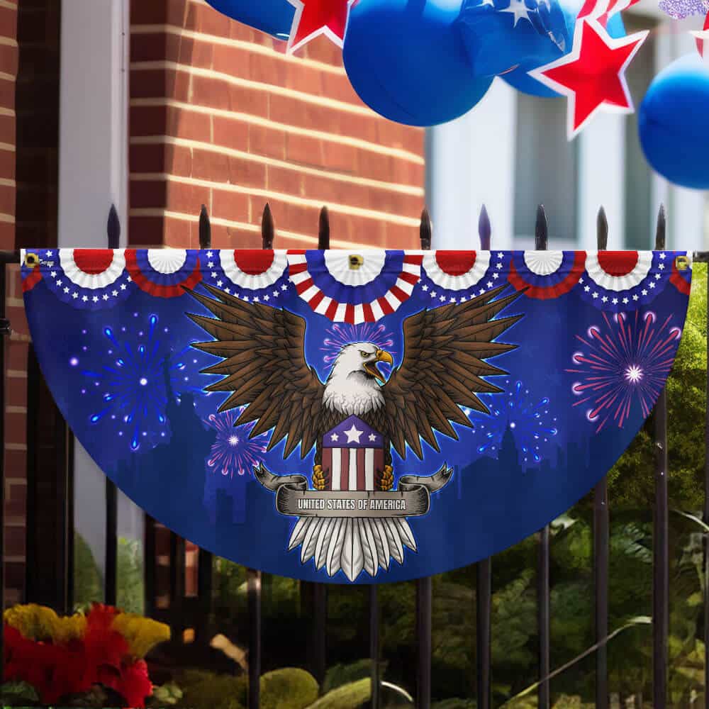 Independence Day Eagle 4th of July Non-Pleated Fan Flag