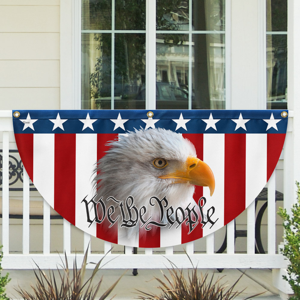 Patriotic Eagle We The People American Non-Pleated Fan Flag