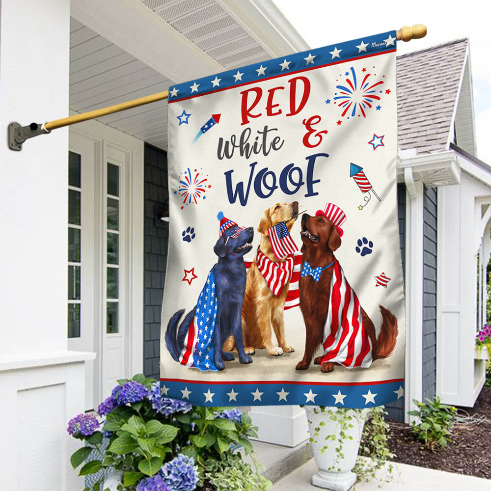 Red White & Woof Happy 4th of July Dogs Flags