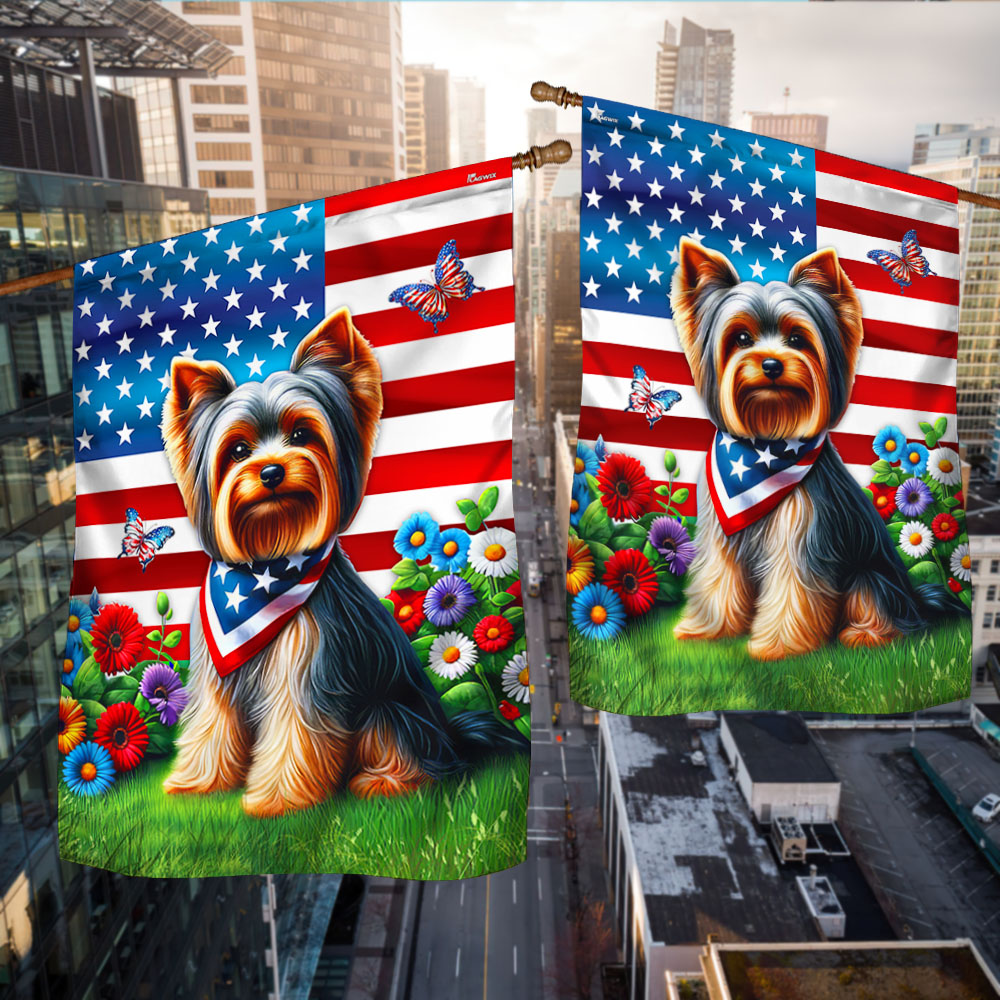 Yorkshire Terrier Dog 4th Of July American Flag