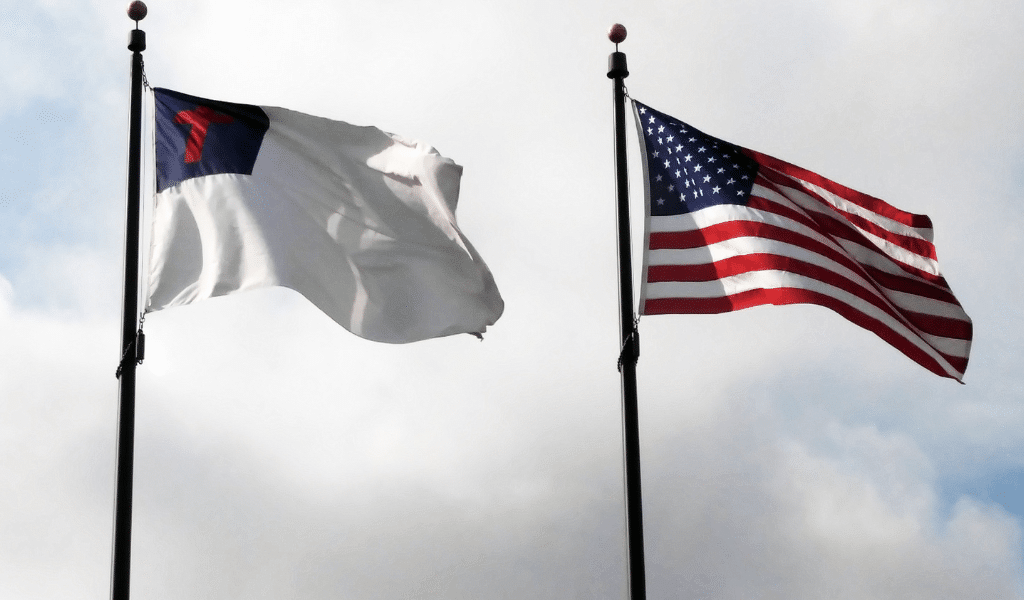 american and christian flags