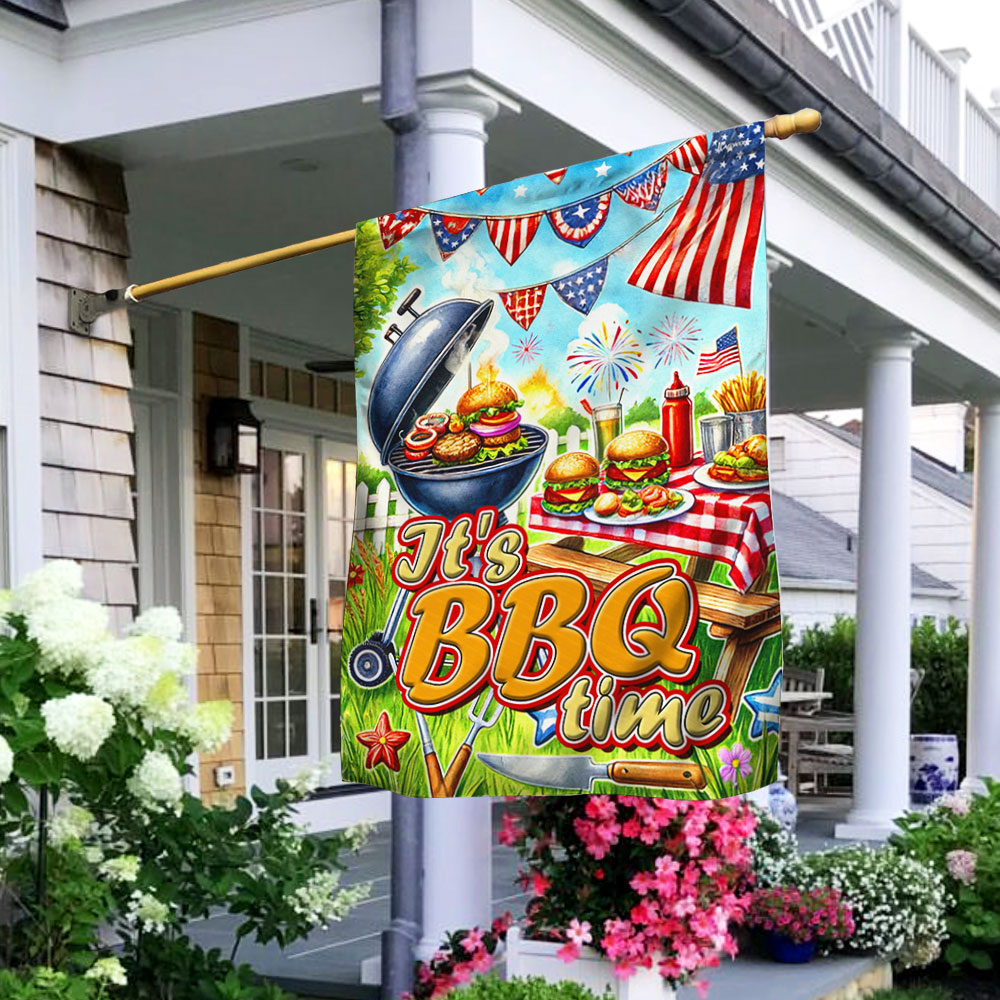 Happy 4th of July It’s BBQ Time, BBQ Summer Flag