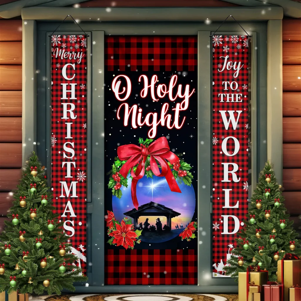 Jesus Christ Family, O Holy Night, Christmas Door Cover & Banners