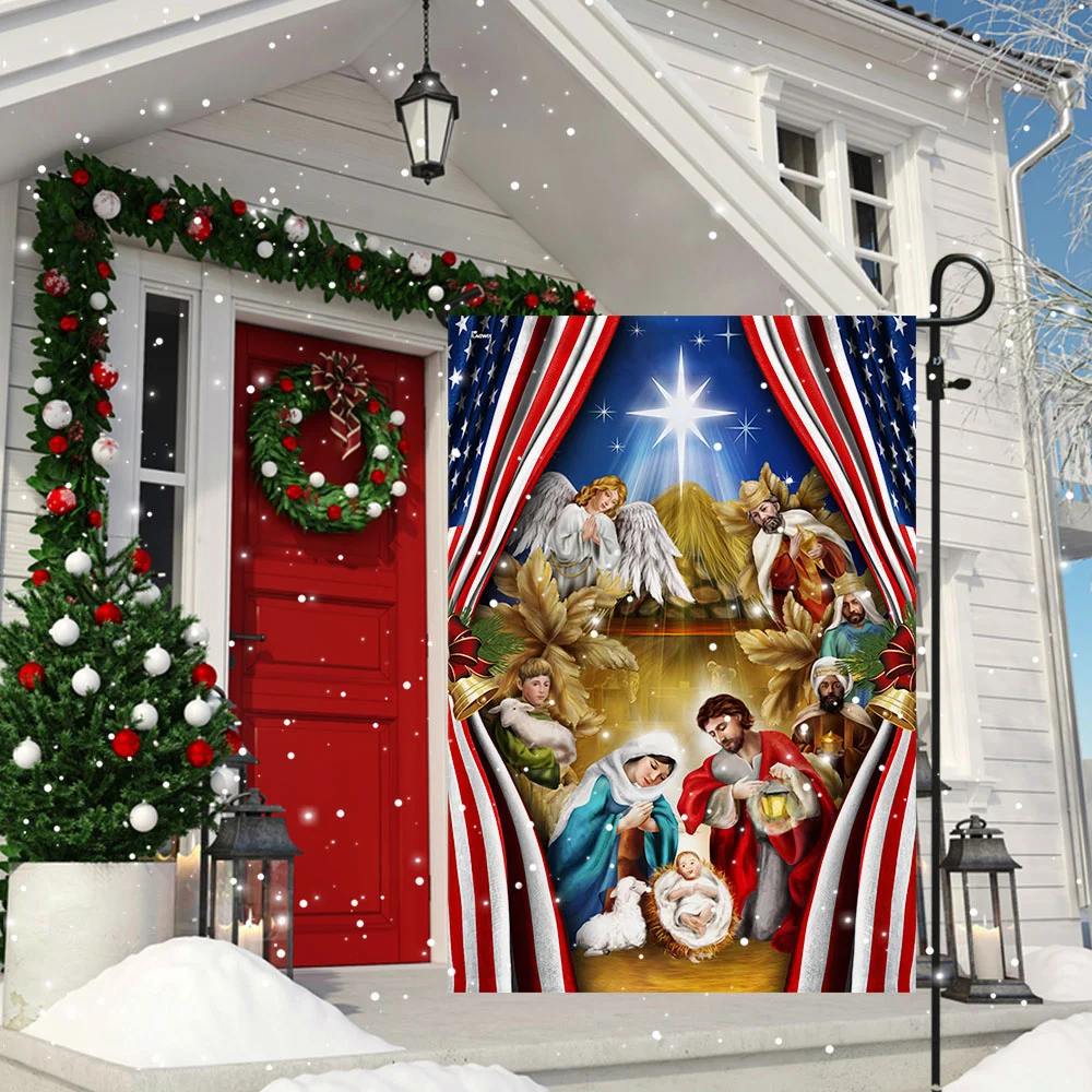 Jesus Family, Nativity of Jesus Christmas American Flag