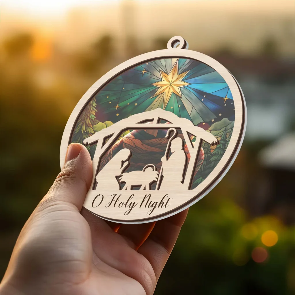 Oh Holy Night Nativity Of Jesus Christmas Suncatcher Ornament